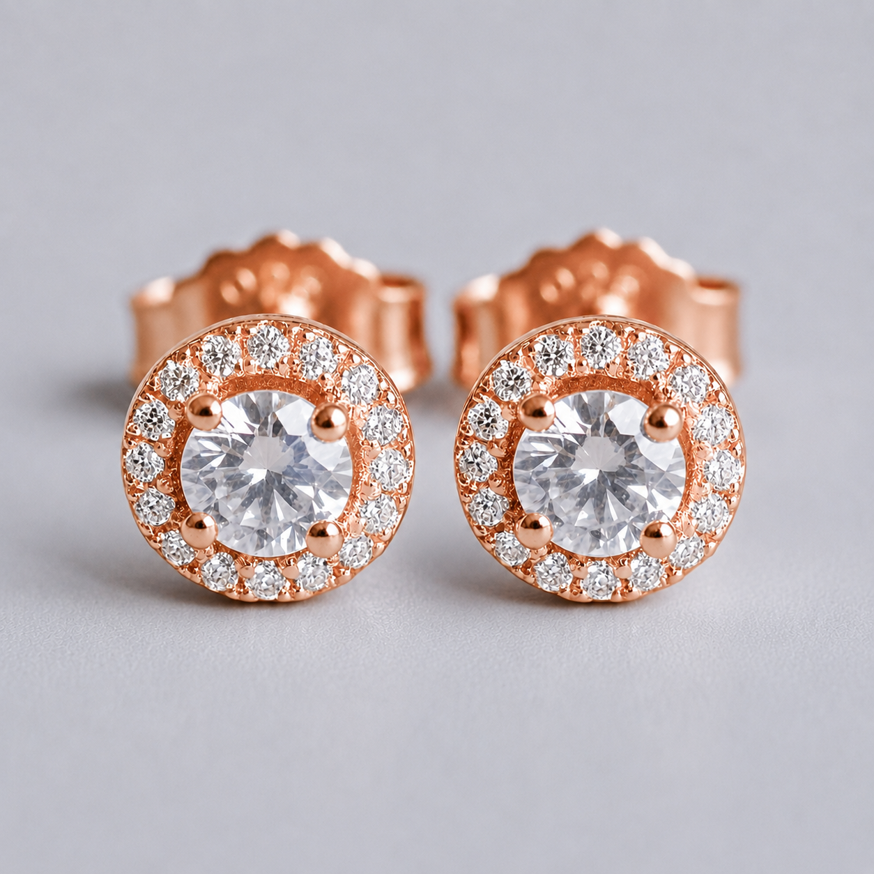 2.30 Ct. Lab Grown Diamond Round Cut Halo Stud Earrings (VS-EF)