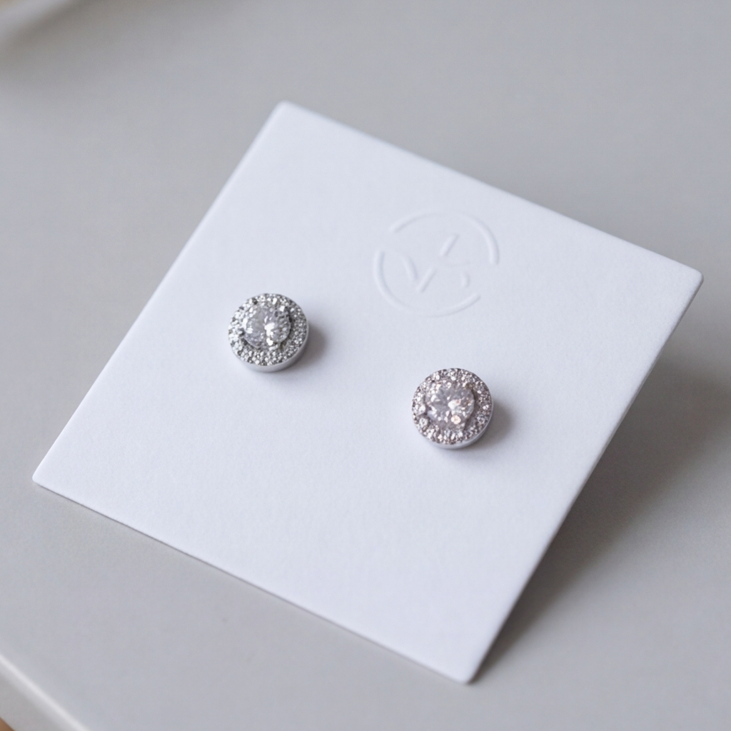 2.30 Ct. Lab Grown Diamond Round Cut Halo Stud Earrings (VS-EF)