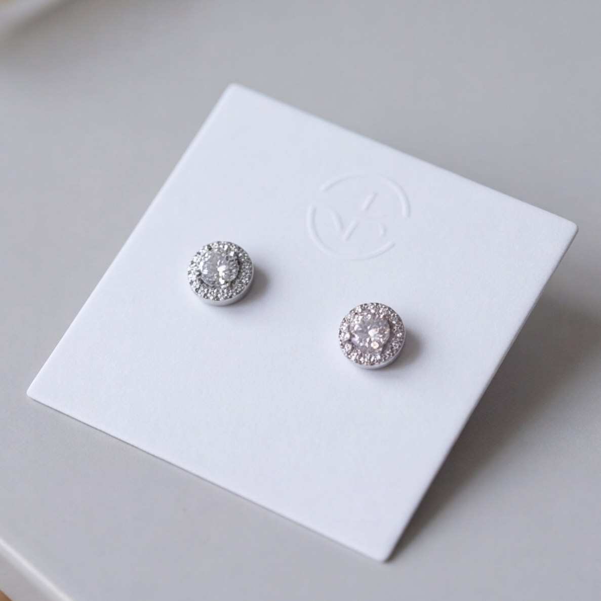 2.30 Ct. Lab Grown Diamond Round Cut Halo Stud Earrings (VS-EF)