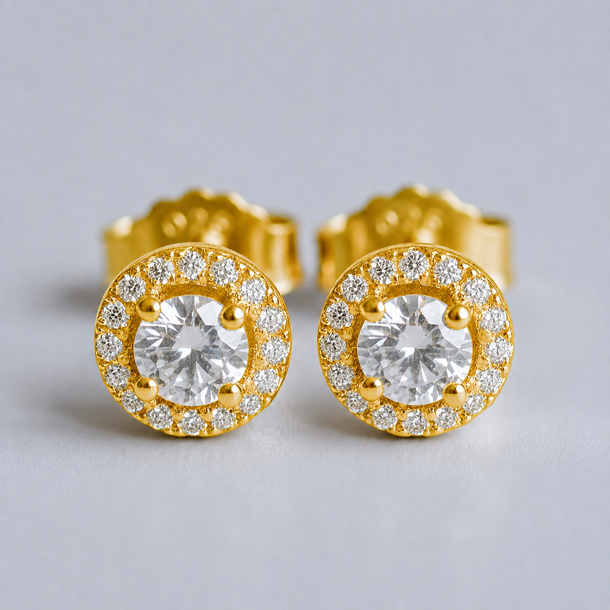 2.30 Ct. Lab Grown Diamond Round Cut Halo Stud Earrings (VS-EF)