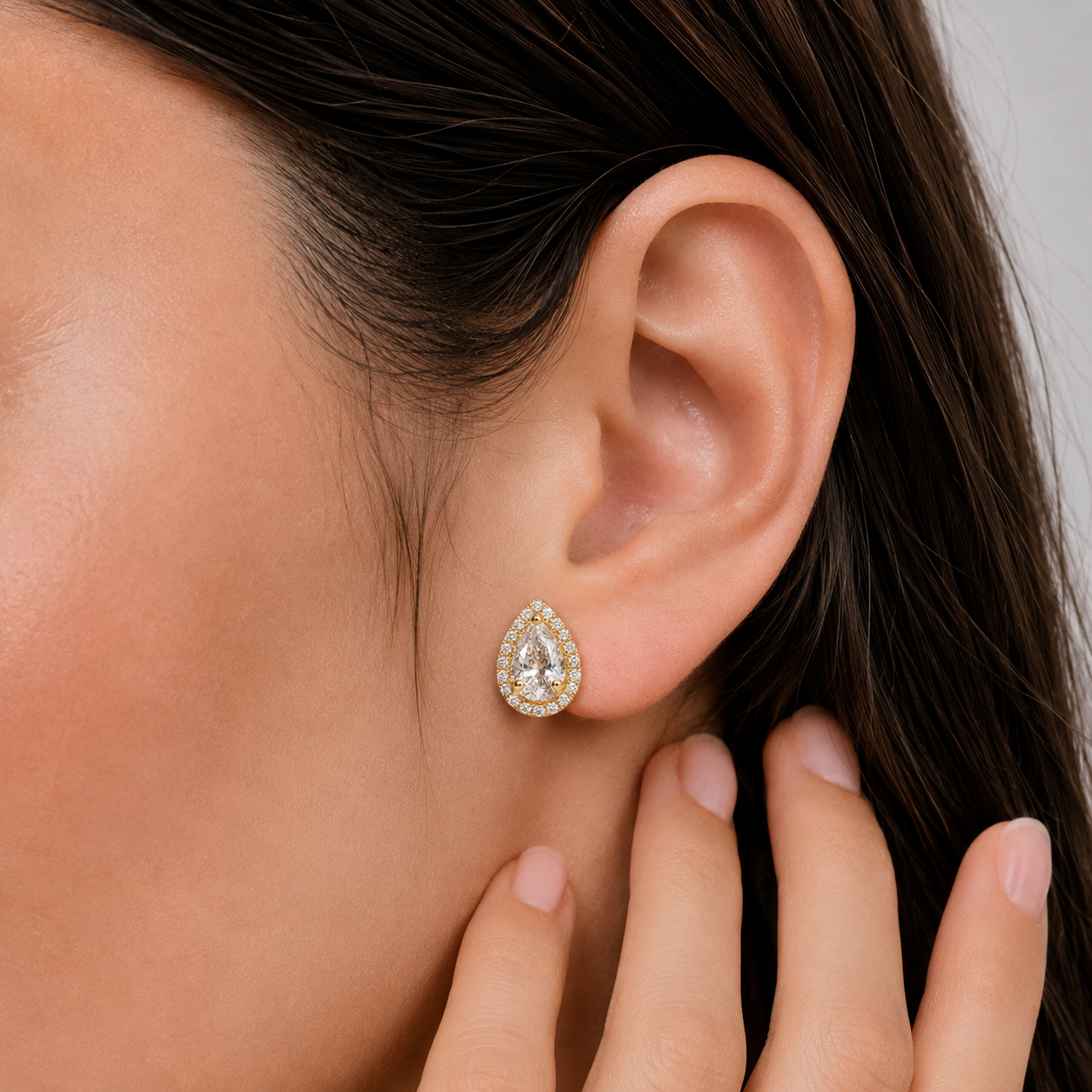 4.50 Ct. Pear Cut Lab Grown Diamond Halo Stud Earrings (VS-EF)