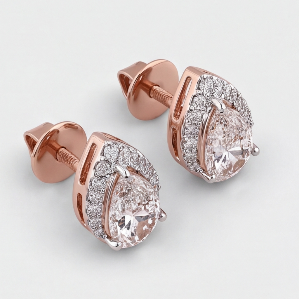 3.50 Ct. Lab Grown Diamond Pear Cut Halo Stud Earrings (VS-EF)