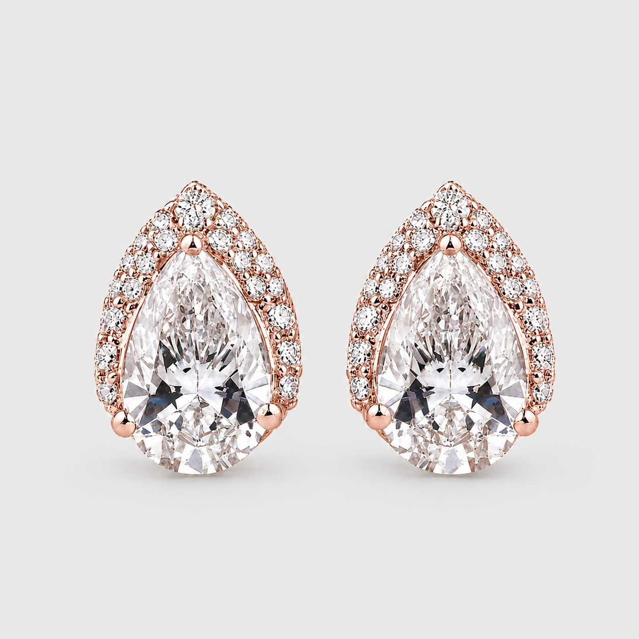 3.50 Ct. Lab Grown Diamond Pear Cut Halo Stud Earrings (VS-EF)