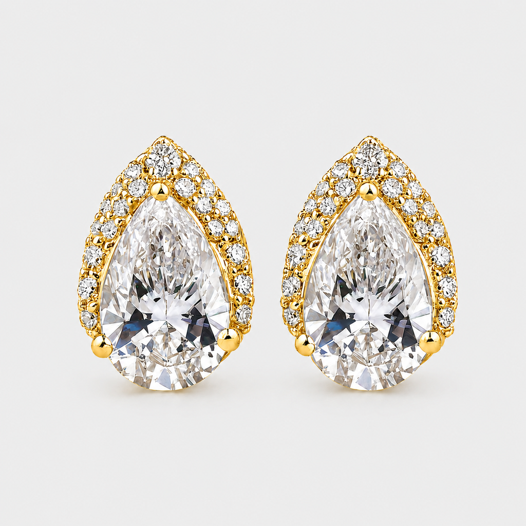 3.50 Ct. Lab Grown Diamond Pear Cut Halo Stud Earrings (VS-EF)