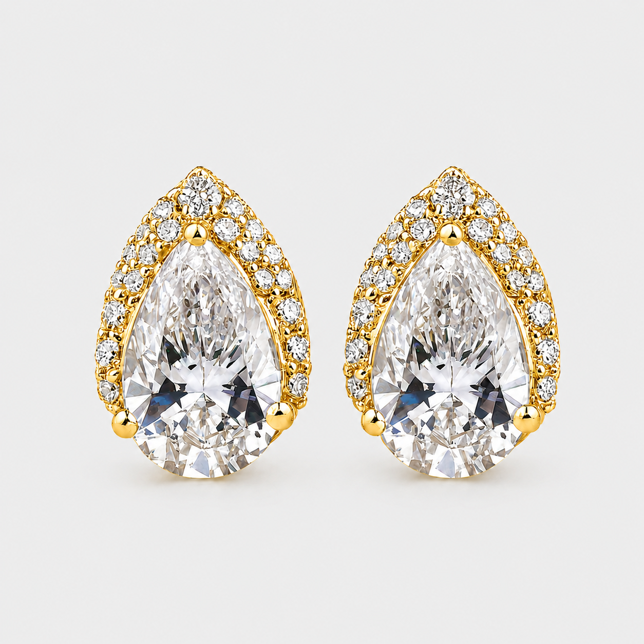 3.50 Ct. Lab Grown Diamond Pear Cut Halo Stud Earrings (VS-EF)
