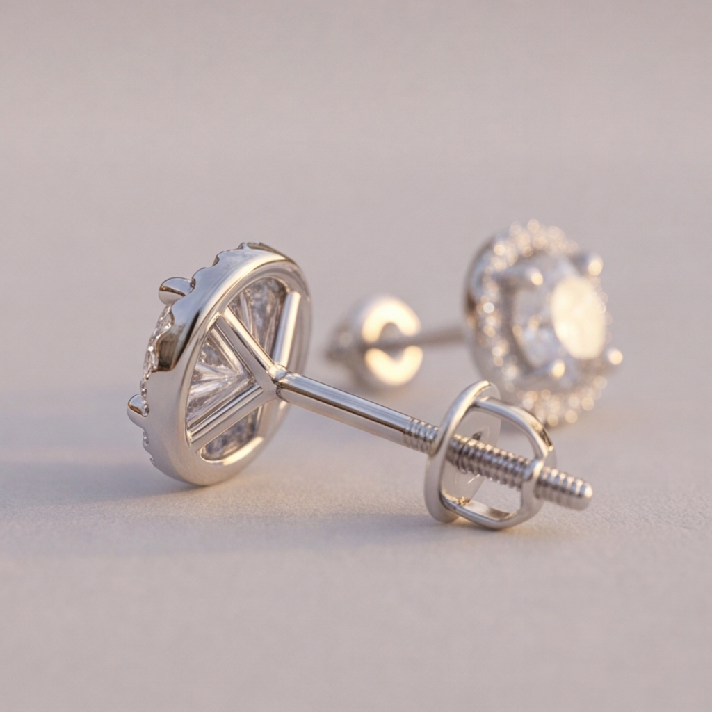 3.20 Ct. Lab Grown Diamond Round Cut Halo Stud Earrings (VS-EF)