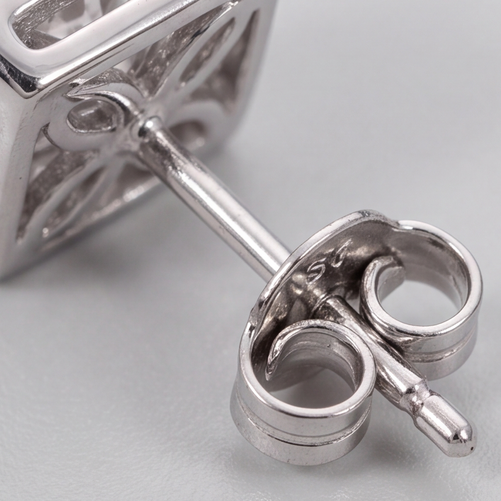 3.50 Ct. Princess Cut Lab Grown Diamond Halo Stud Earrings (VS-EF)