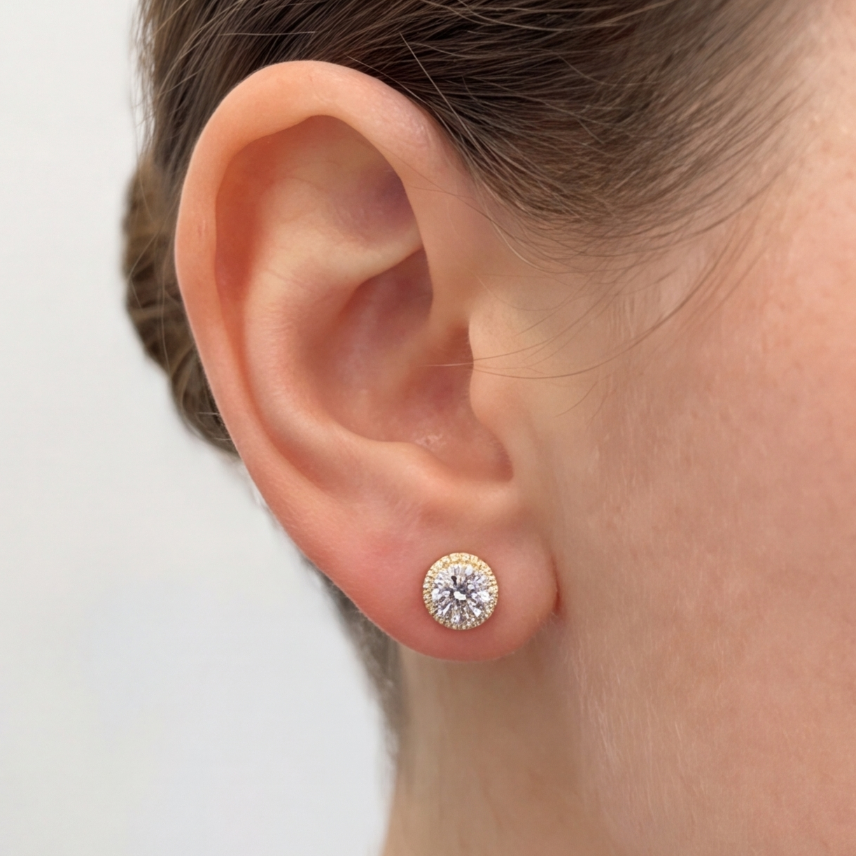 4.30 Ct. Round Cut Lab Grown Diamond Halo Earrings (EF-VS)