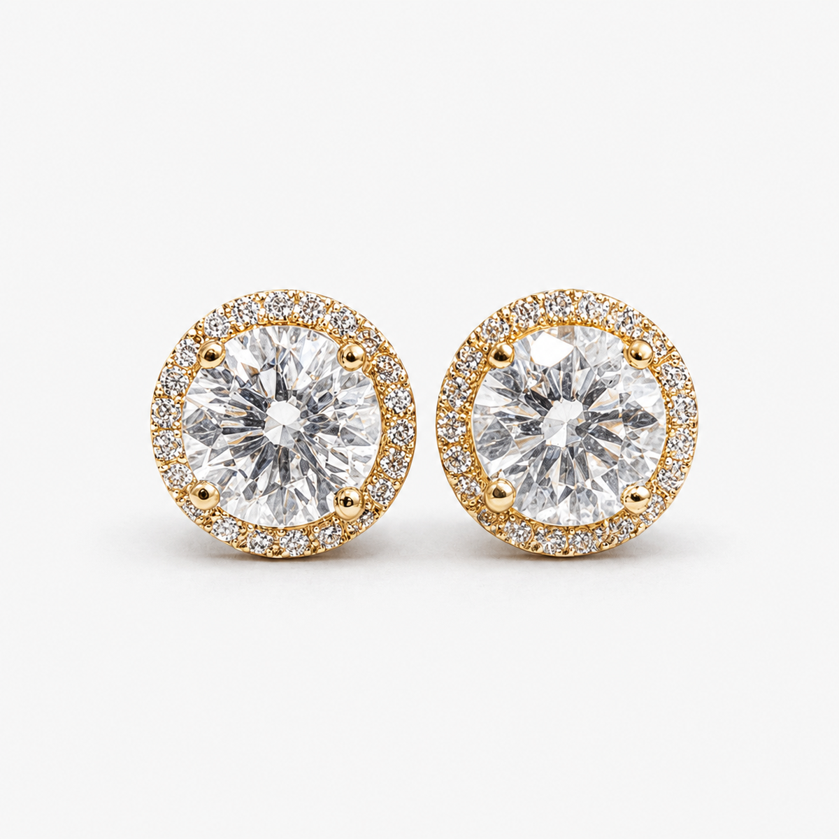 4.30 Ct. Round Cut Lab Grown Diamond Halo Earrings (EF-VS)