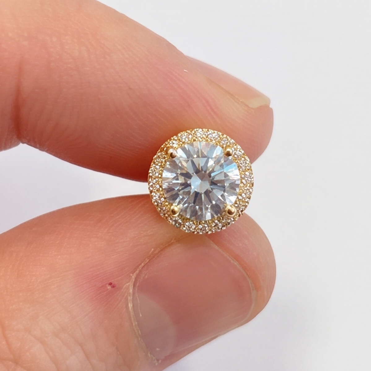 4.30 Ct. Round Cut Lab Grown Diamond Halo Earrings (EF-VS)