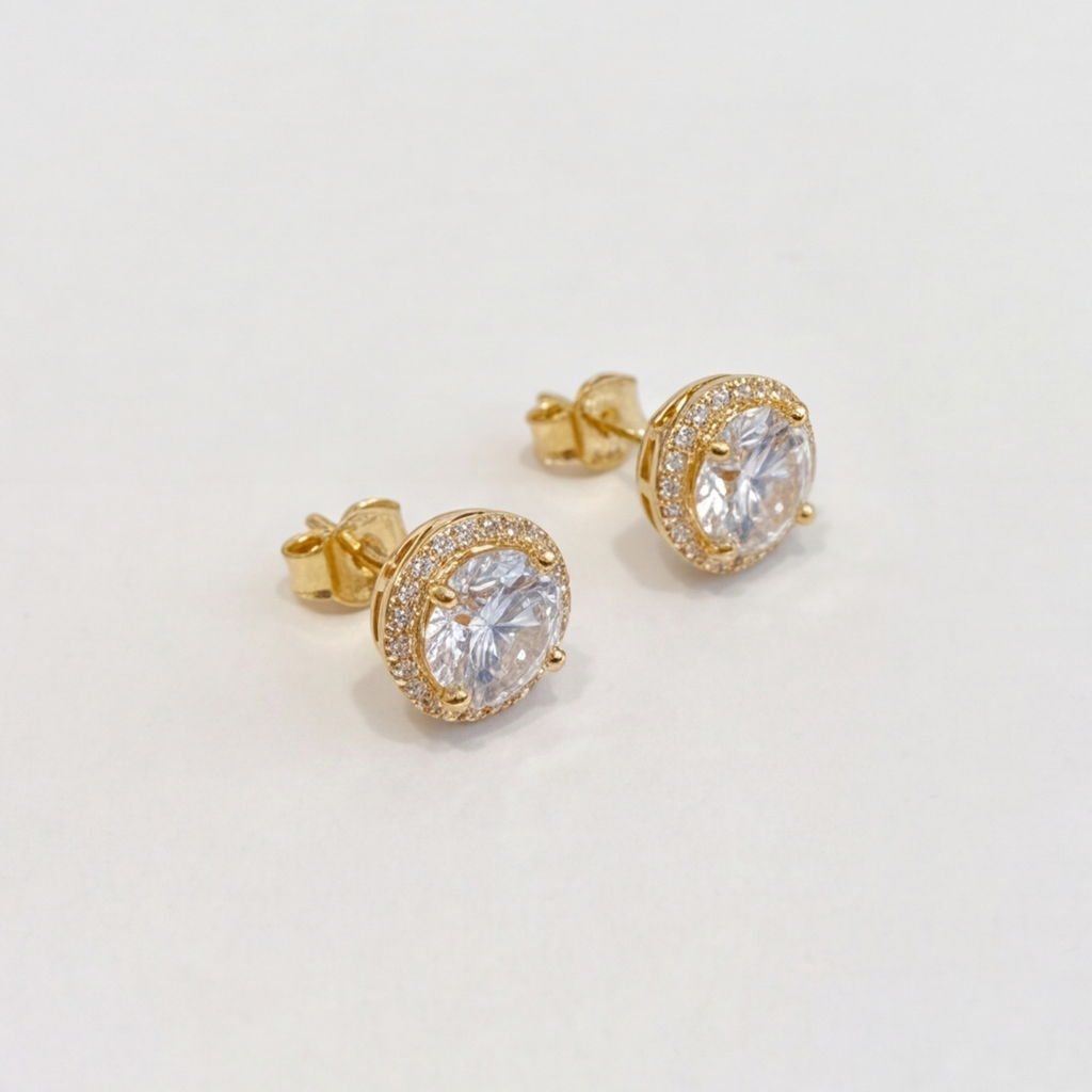 4.30 Ct. Round Cut Lab Grown Diamond Halo Earrings (EF-VS)