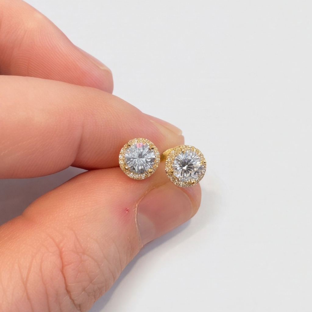 4.30 Ct. Round Cut Lab Grown Diamond Halo Earrings (EF-VS)
