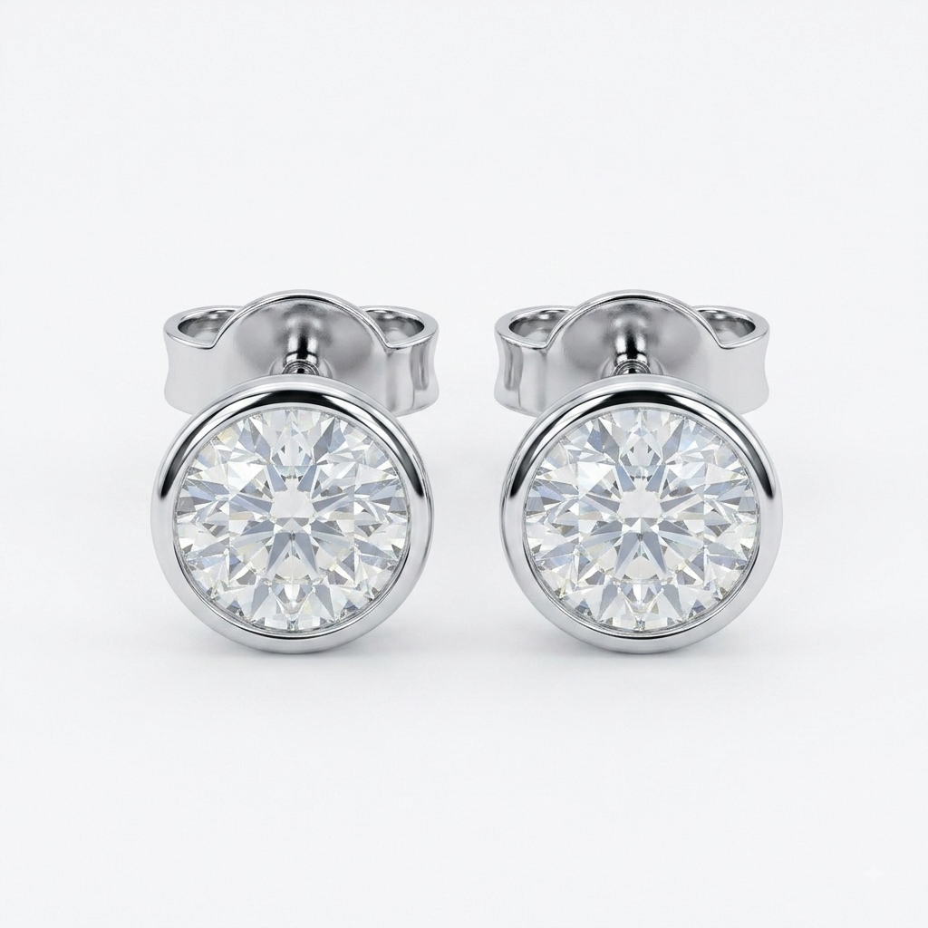 1 Ct. Round Cut Lab Grown Diamond Stud Earrings (VS-EF)