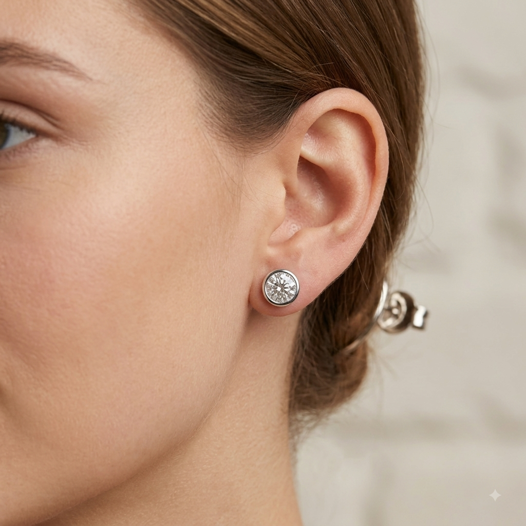 1 Ct. Round Cut Lab Grown Diamond Stud Earrings (VS-EF)