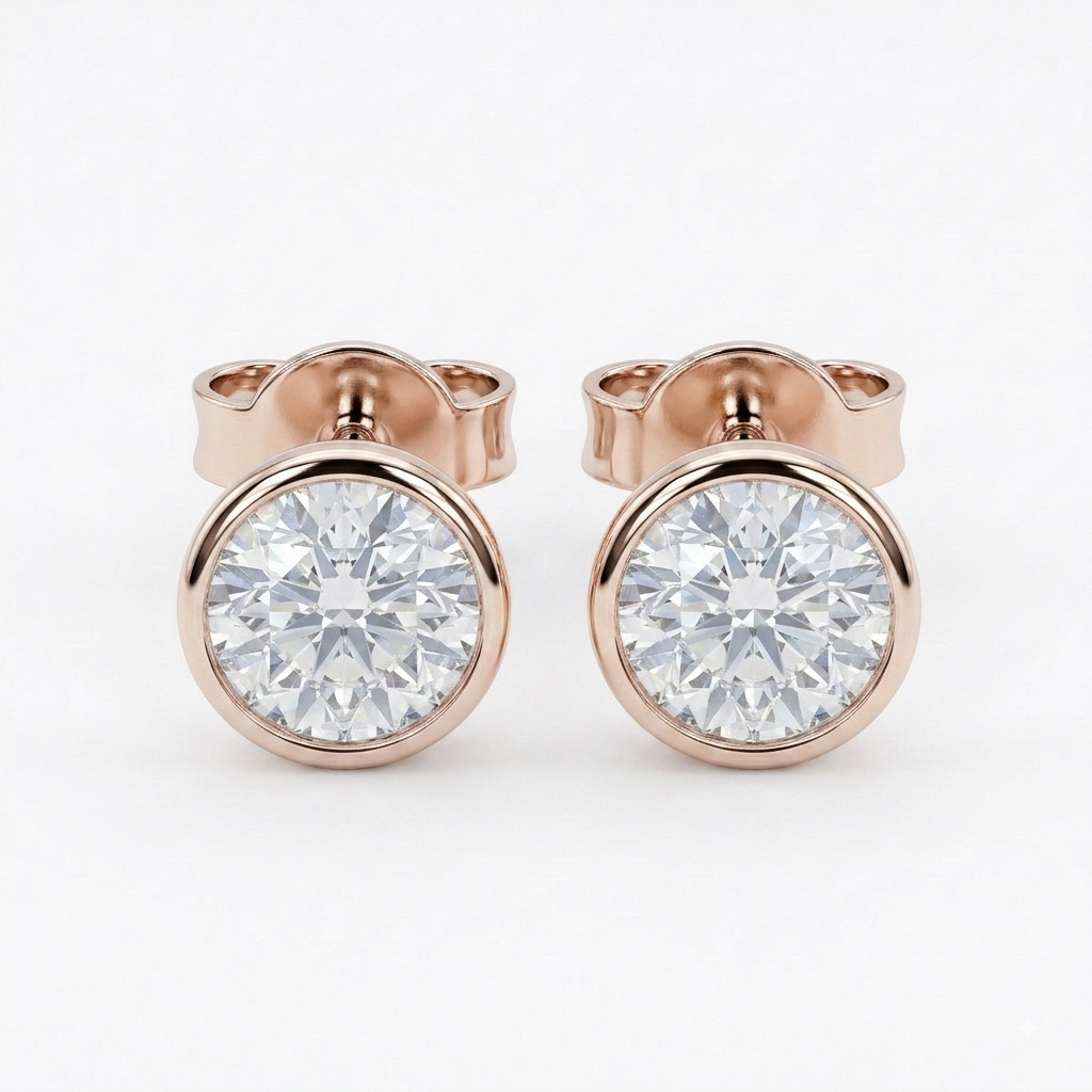 1 Ct. Round Cut Lab Grown Diamond Stud Earrings (VS-EF)