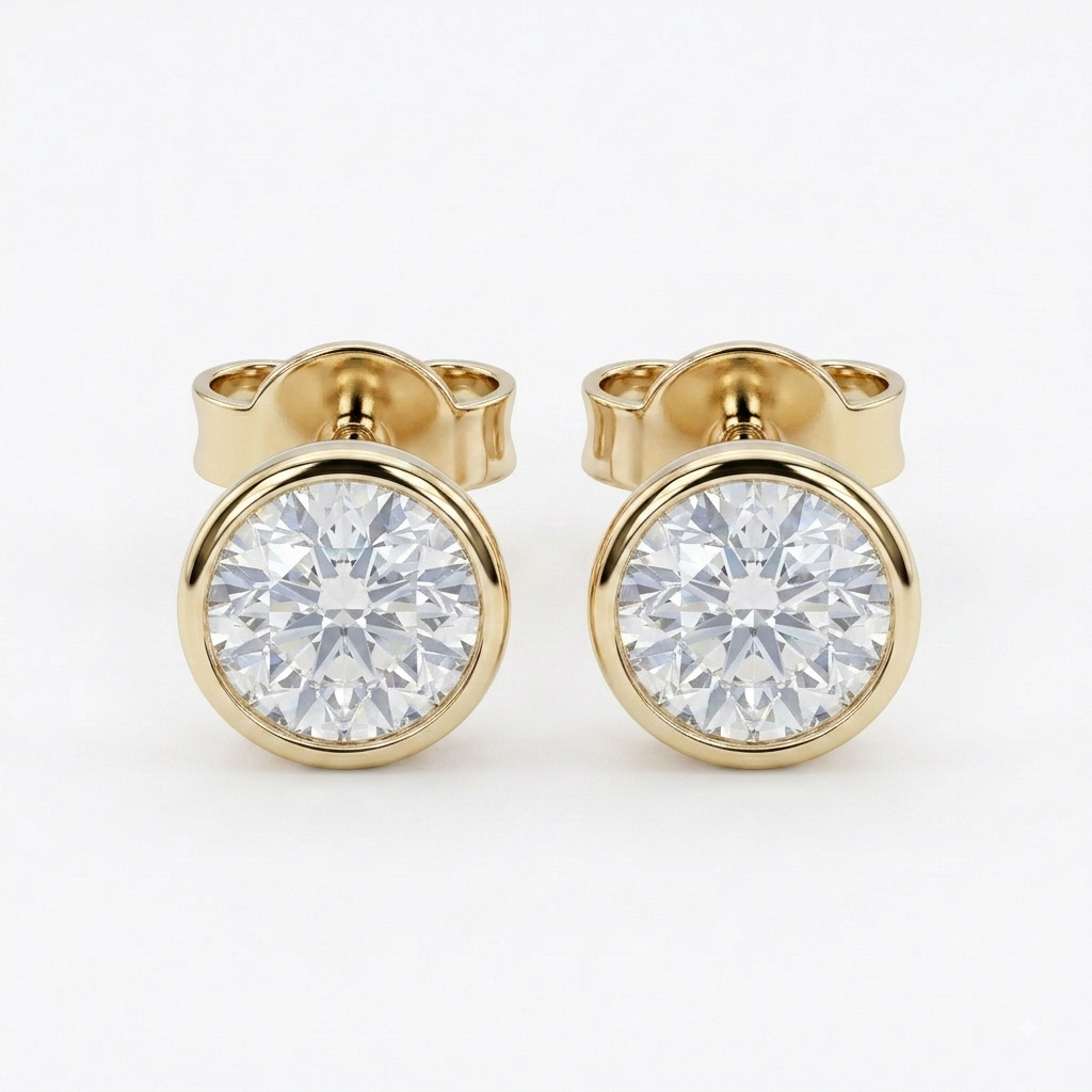 1 Ct. Round Cut Lab Grown Diamond Stud Earrings (VS-EF)