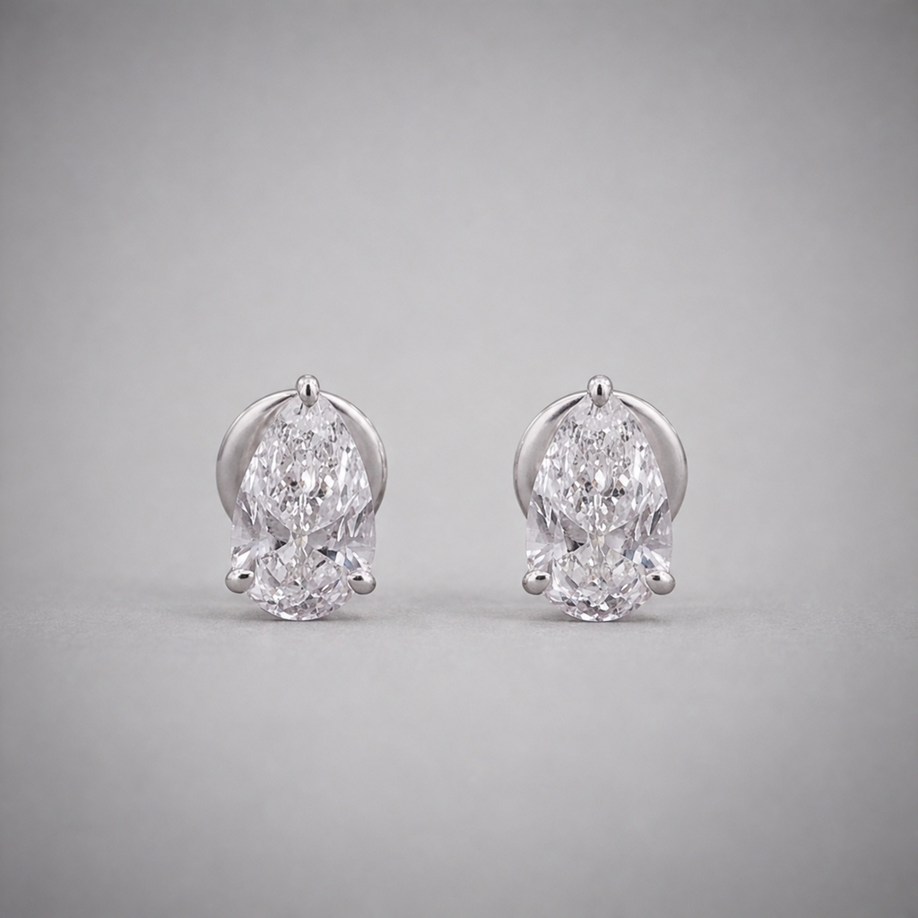 3 Ct. Lab Grown Diamond Pear Cut Stud Earrings (VS-EF)
