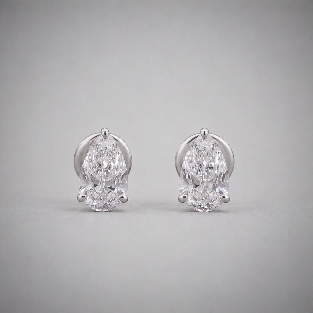 3 Ct. Lab Grown Diamond Pear Cut Stud Earrings (VS-EF)