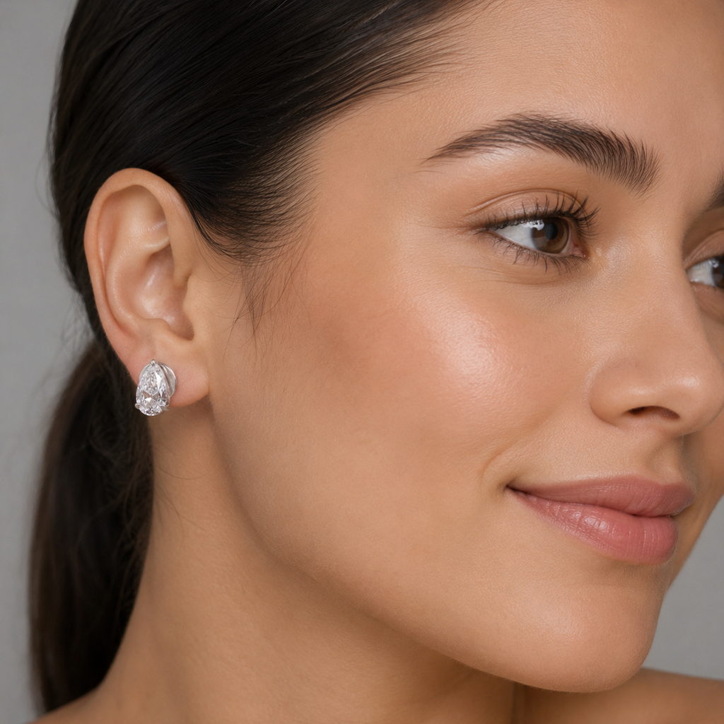 3 Ct. Lab Grown Diamond Pear Cut Stud Earrings (VS-EF)