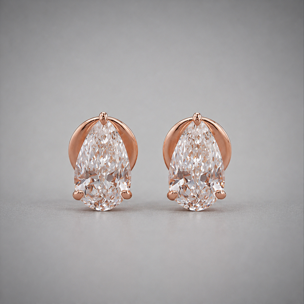 3 Ct. Lab Grown Diamond Pear Cut Stud Earrings (VS-EF)