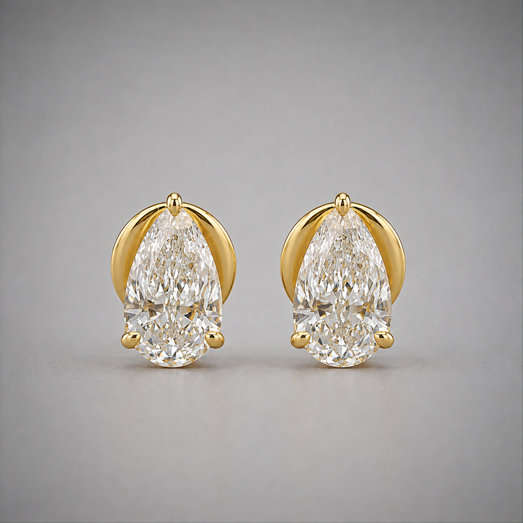 3 Ct. Lab Grown Diamond Pear Cut Stud Earrings (VS-EF)
