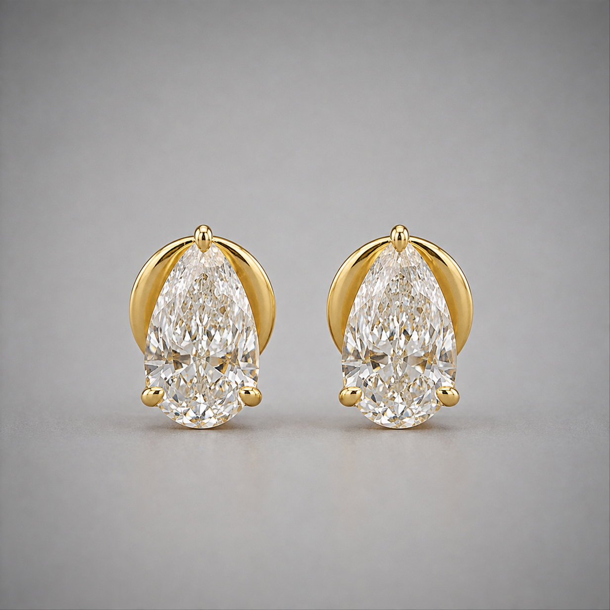 3 Ct. Lab Grown Diamond Pear Cut Stud Earrings (VS-EF)