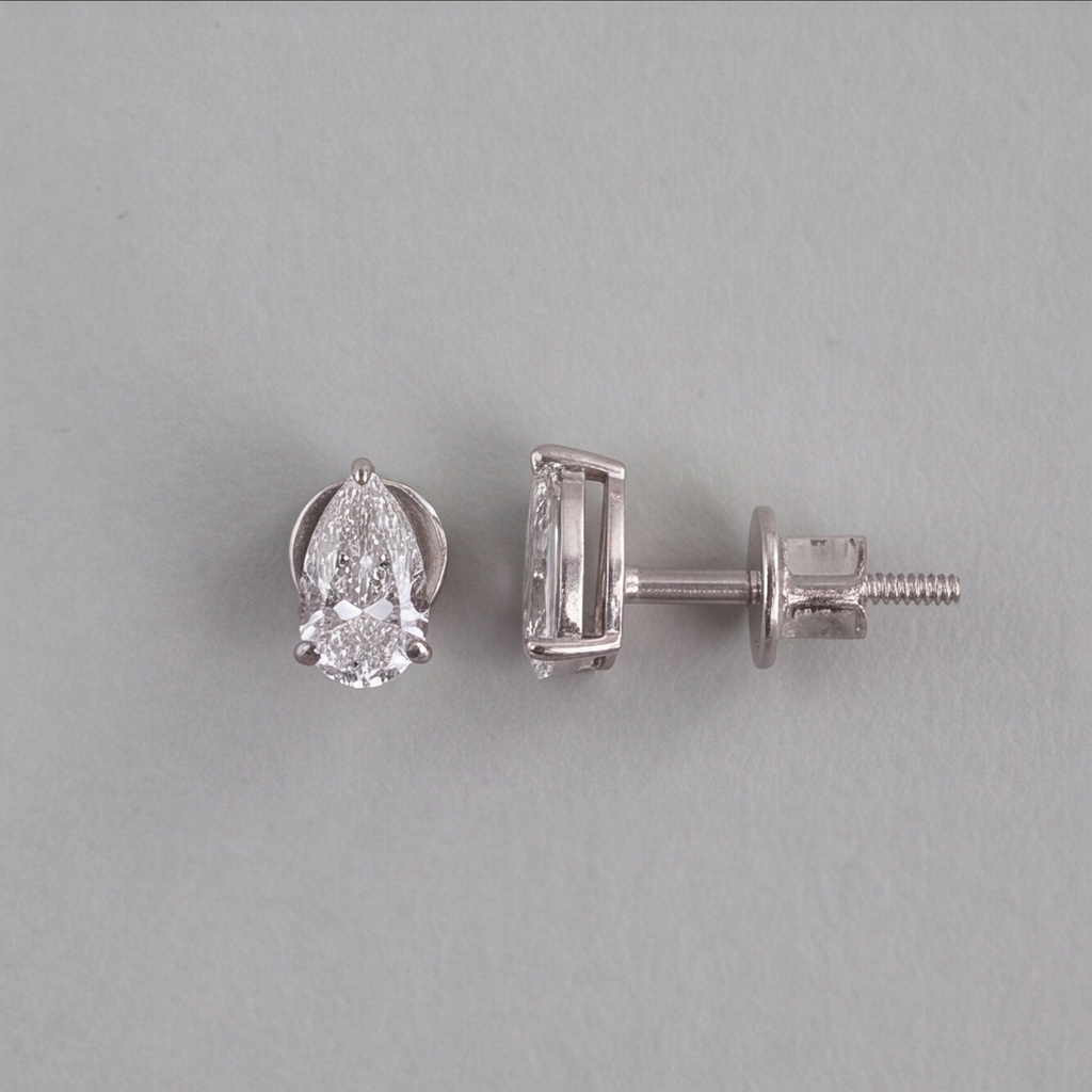 3 Ct. Lab Grown Diamond Pear Cut Stud Earrings (VS-EF)