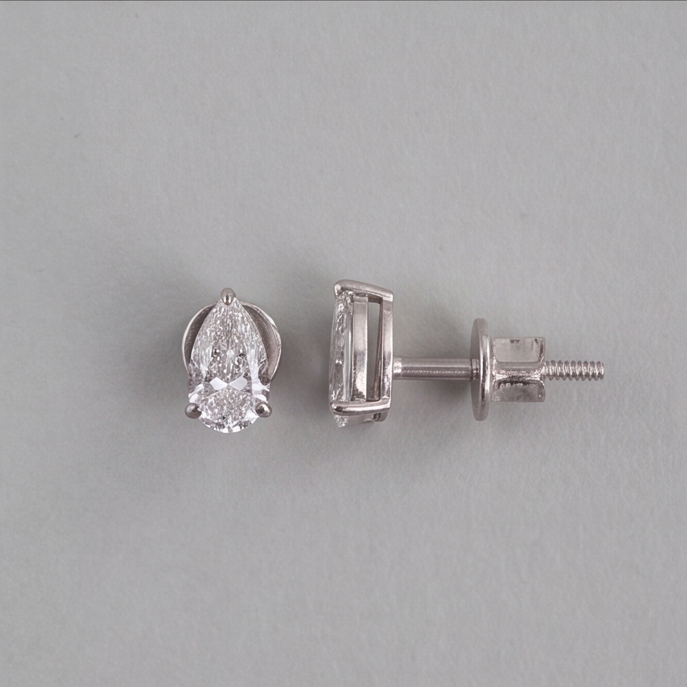 3 Ct. Lab Grown Diamond Pear Cut Stud Earrings (VS-EF)