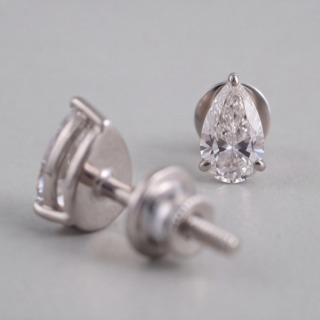 3 Ct. Lab Grown Diamond Pear Cut Stud Earrings (VS-EF)