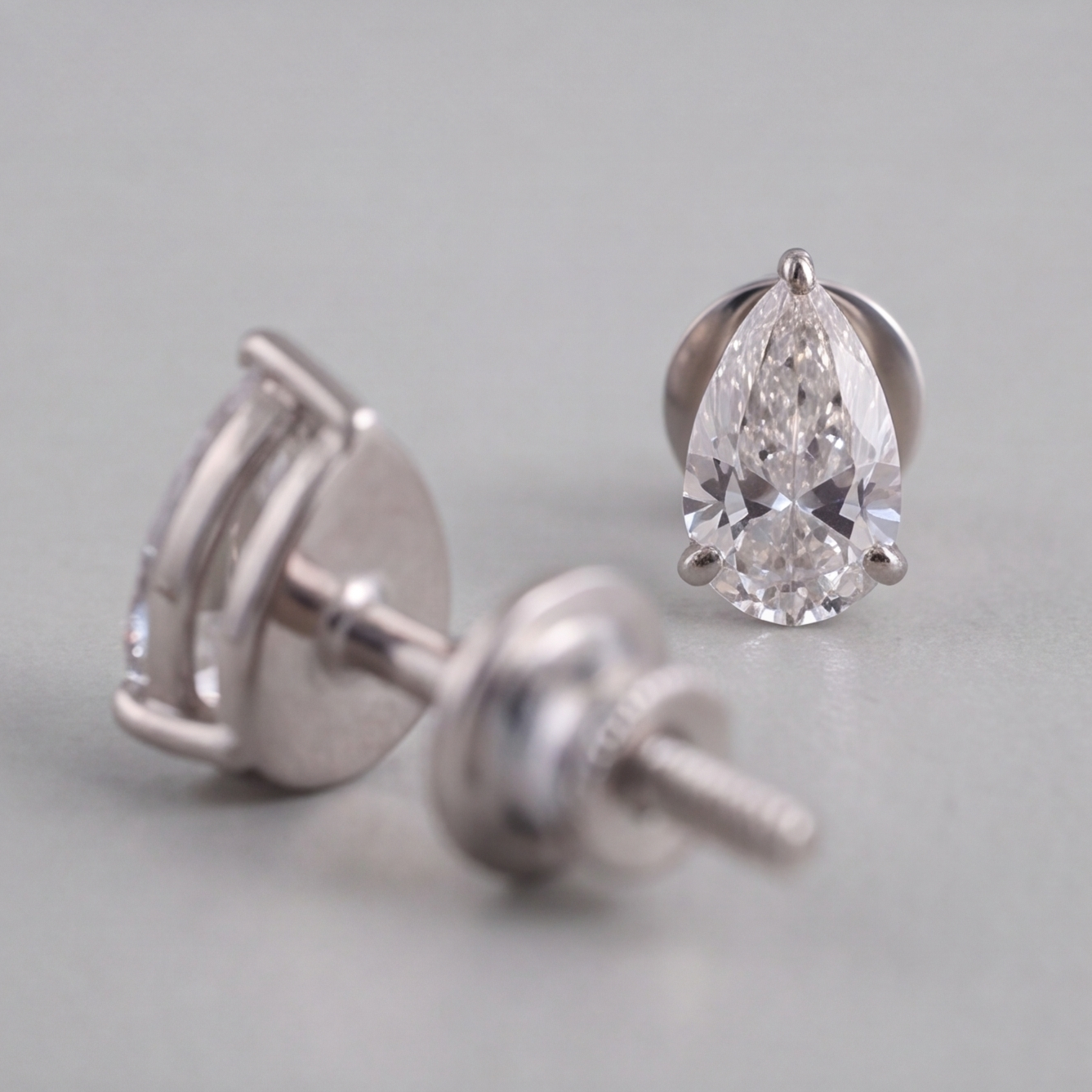 3 Ct. Lab Grown Diamond Pear Cut Stud Earrings (VS-EF)