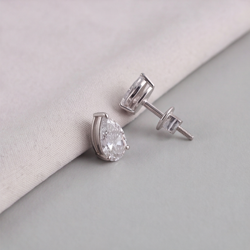 3 Ct. Lab Grown Diamond Pear Cut Stud Earrings (VS-EF)