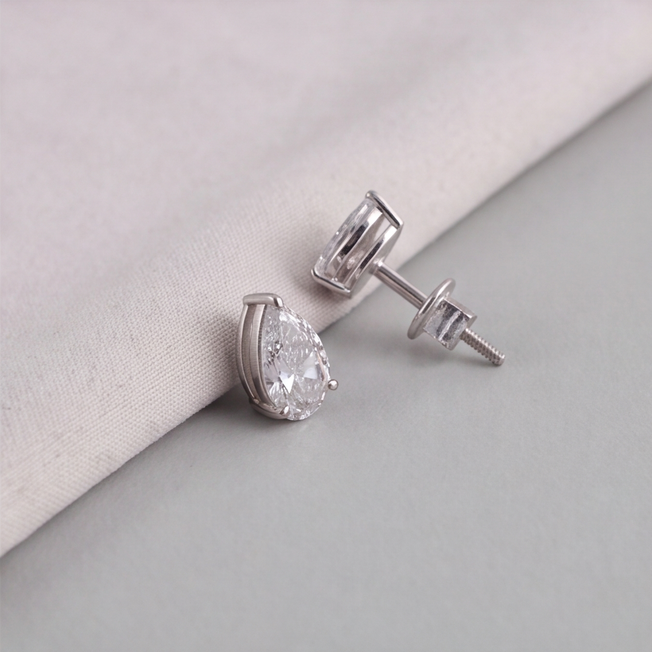 3 Ct. Lab Grown Diamond Pear Cut Stud Earrings (VS-EF)