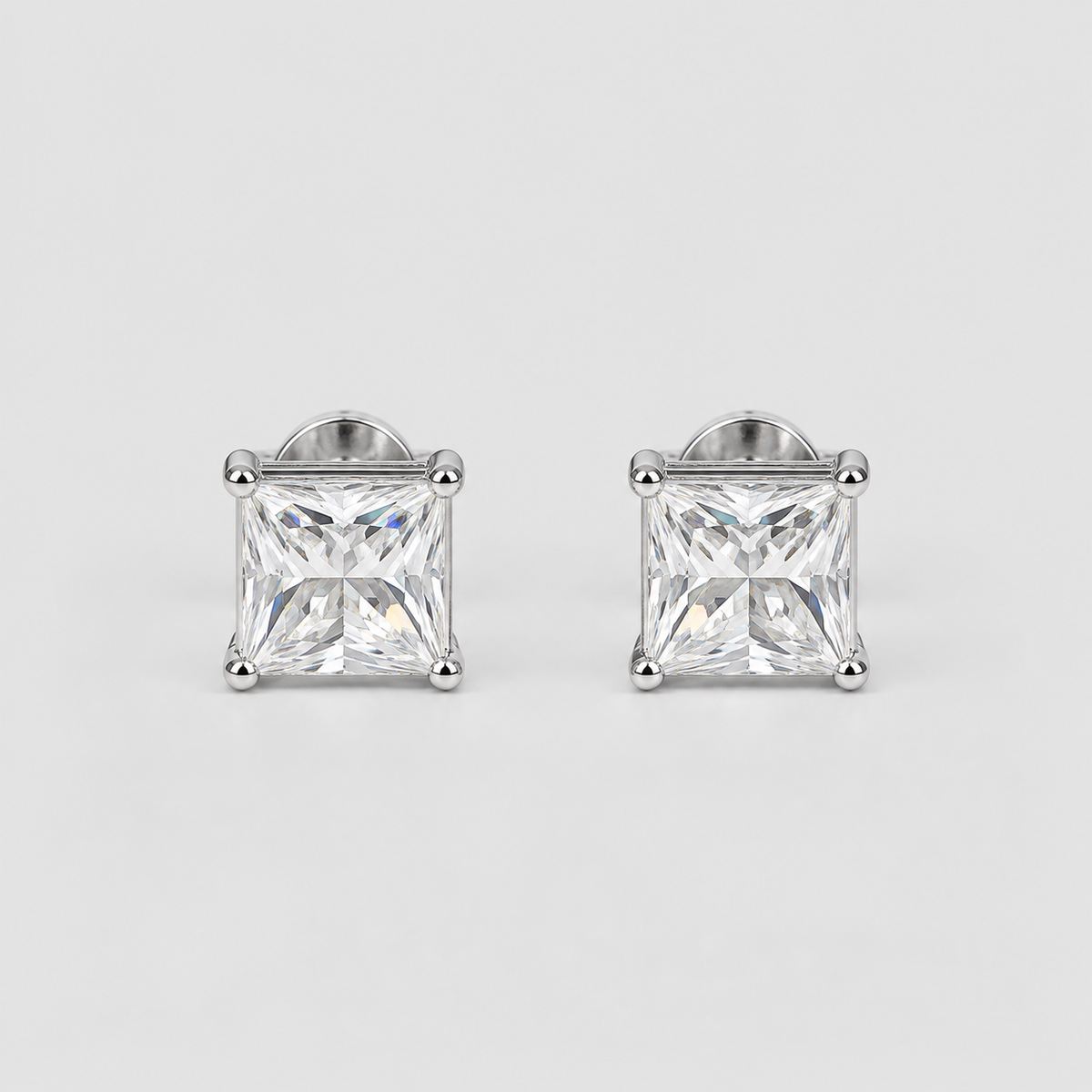 1 Ct Lab Grown Diamond Princess Cut Stud Earrings (EF/VVS-VS)