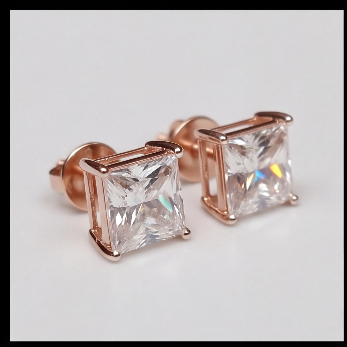 1.00 Ct Lab Grown Diamond Princess Cut Stud Earrings (VS-EF)