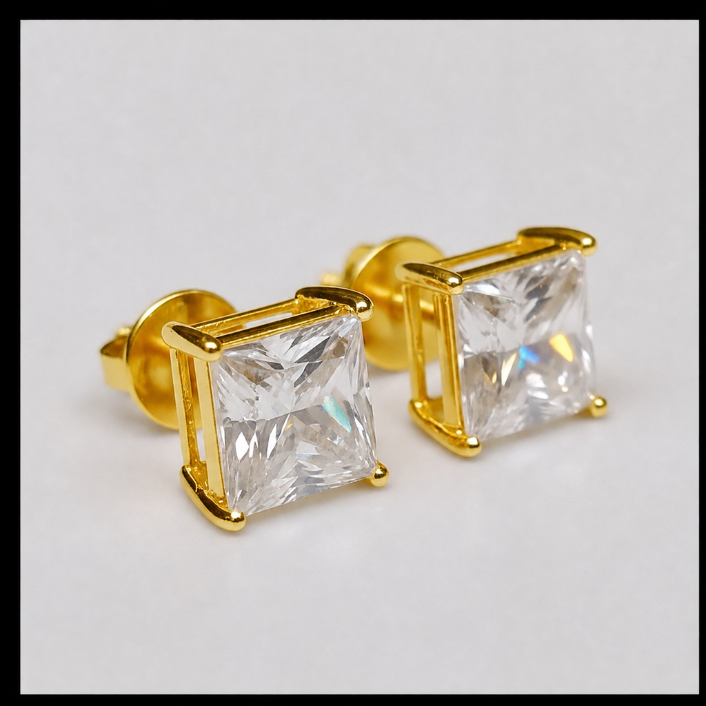 1.00 Ct Lab Grown Diamond Princess Cut Stud Earrings (VS-EF)