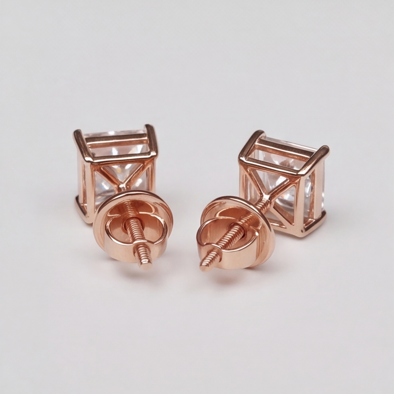 1.00 Ct Lab Grown Diamond Princess Cut Stud Earrings (VS-EF)
