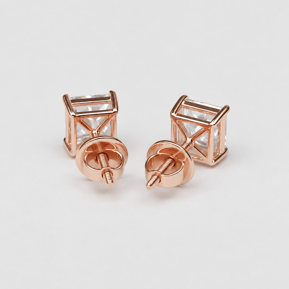 1 Ct Lab Grown Diamond Princess Cut Stud Earrings (EF/VVS-VS)