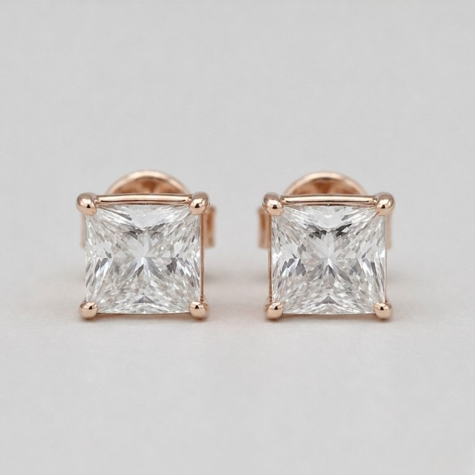 1 Ct. Lab Grown Diamond Cushion Cut Stud Earrings (EF-VS)