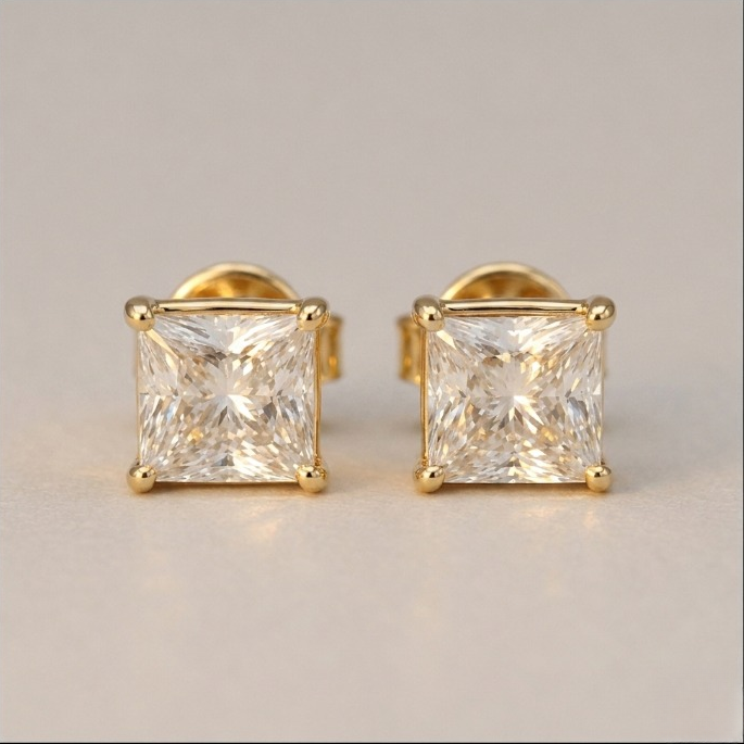 1 Ct. Lab Grown Diamond Cushion Cut Stud Earrings (EF-VS)