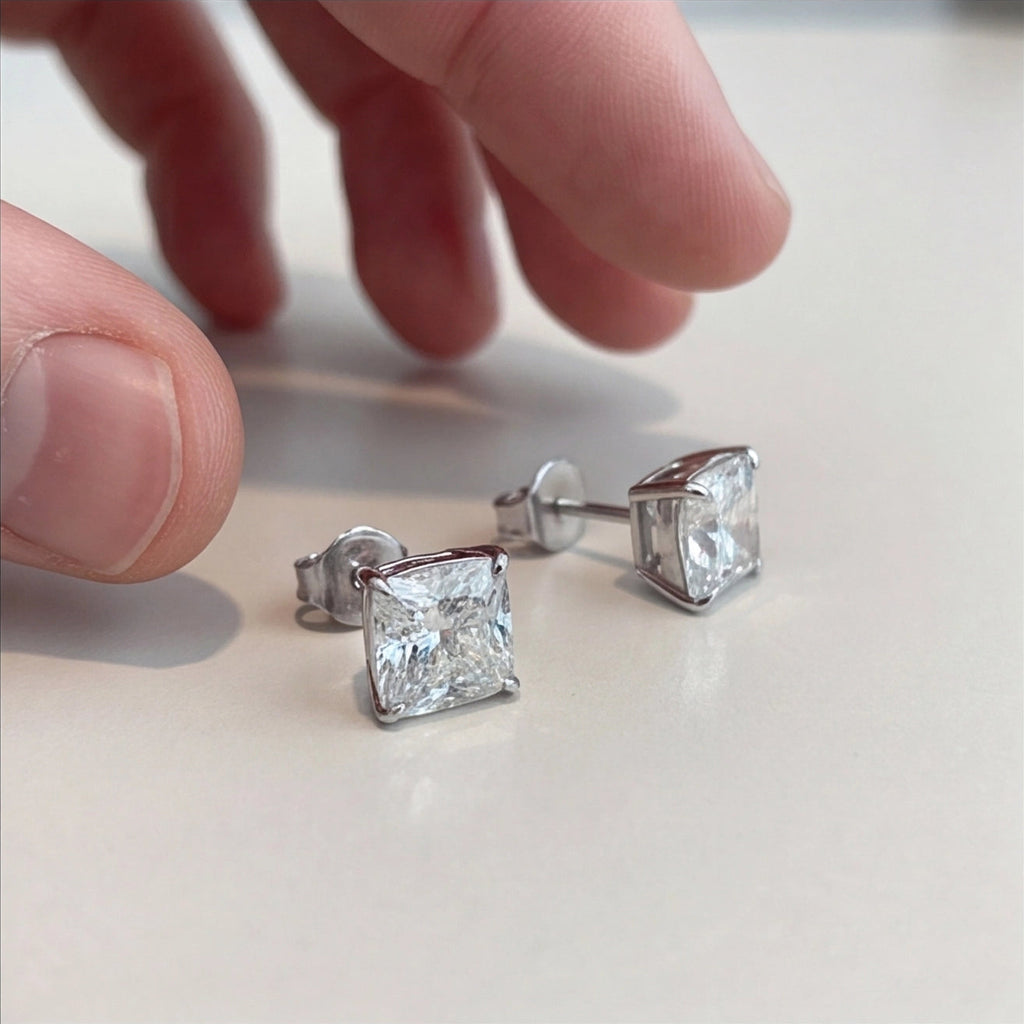 1 Ct. Lab Grown Diamond Cushion Cut Stud Earrings (EF-VS)