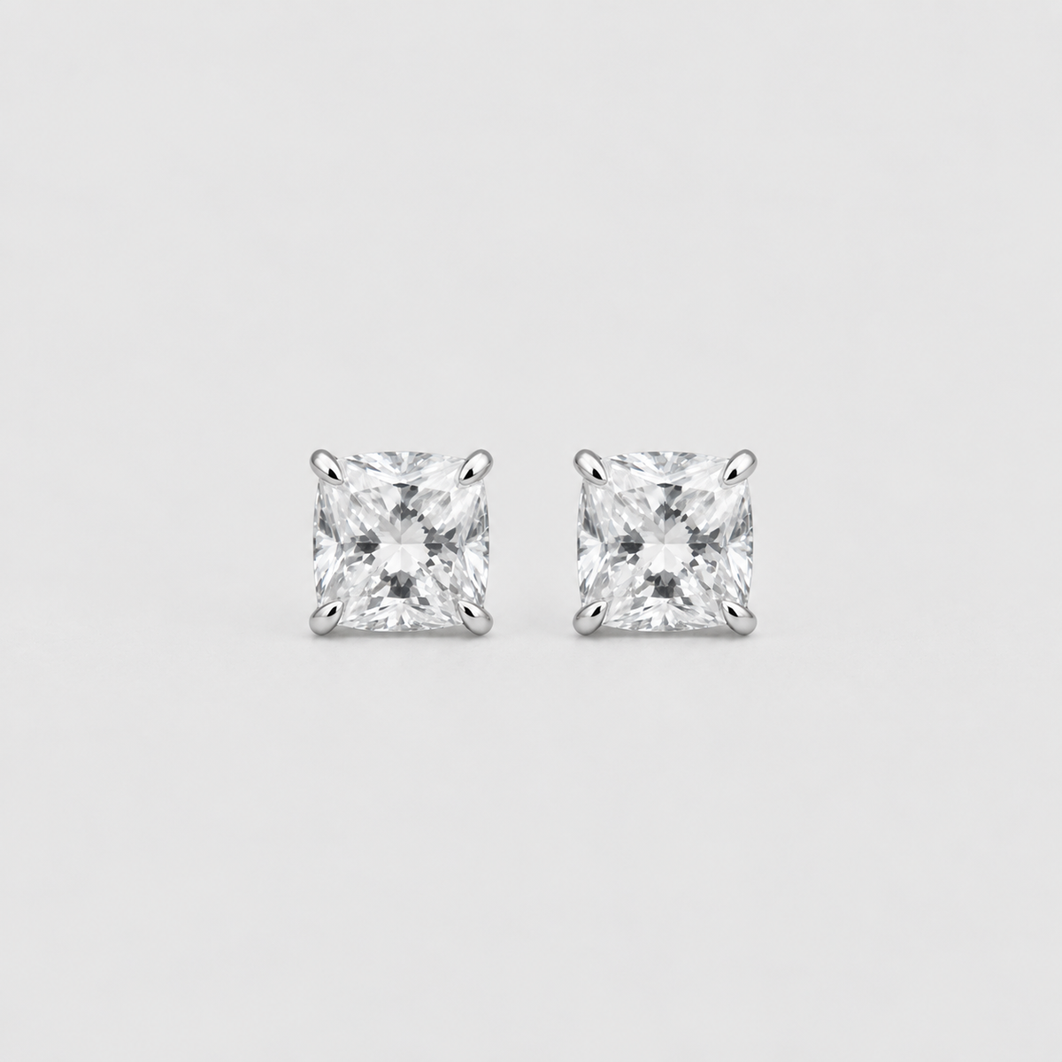 1 Ct. Lab Grown Diamond Cushion Cut Stud Earrings (EF/VVS-VS)