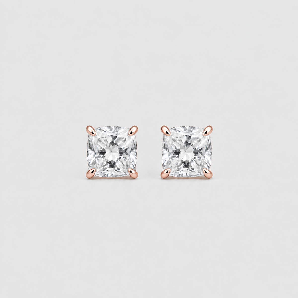 1 Ct. Lab Grown Diamond Cushion Cut Stud Earrings (EF/VVS-VS)