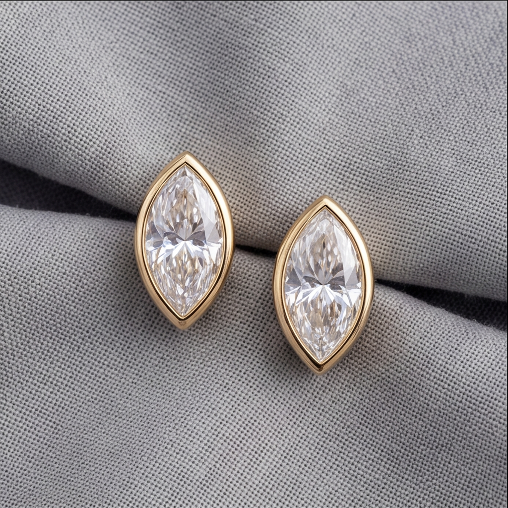 3 Ct. Lab Grown Diamond Marquise Cut Stud Earrings (EF-VS)