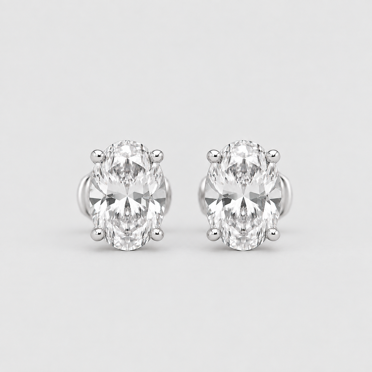 2 Ct. Oval Shape Lab Grown Diamond Stud Earrings (VS-EF)