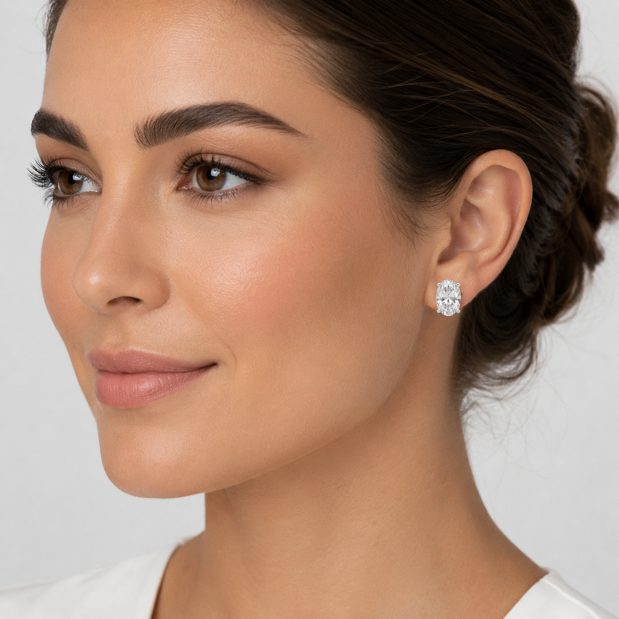2 Ct. Oval Shape Lab Grown Diamond Stud Earrings (VS-EF)