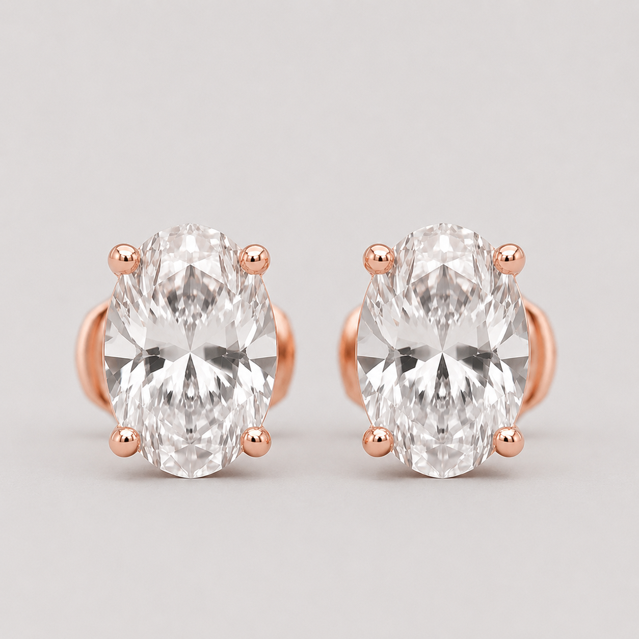 2 Ct. Oval Shape Lab Grown Diamond Stud Earrings (VS-EF)