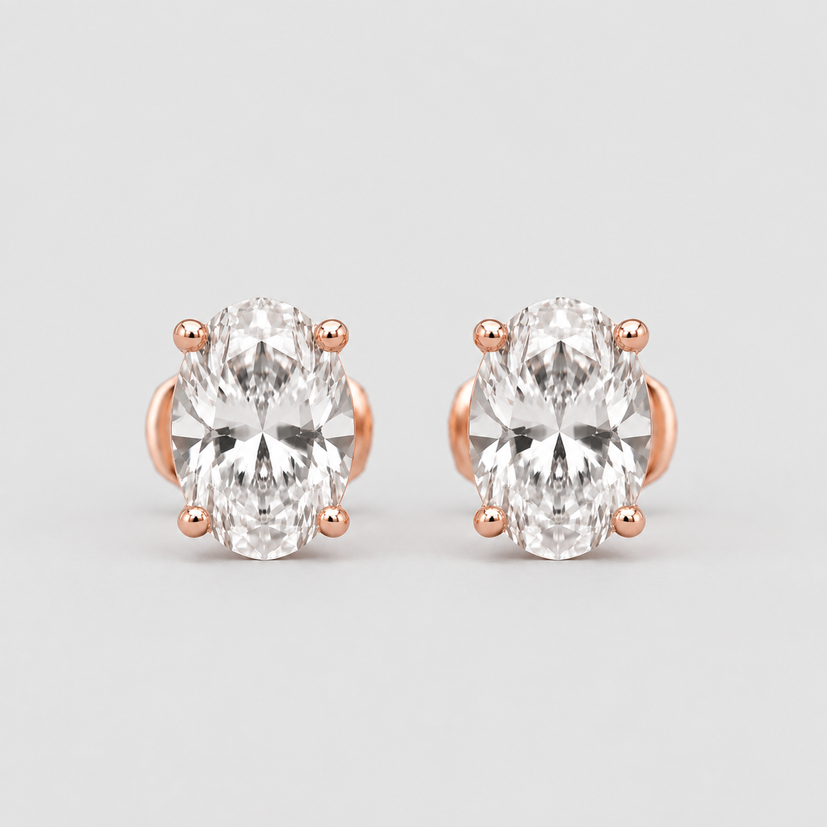 2 Ct. Oval Shape Lab Grown Diamond Stud Earrings (VS-EF)