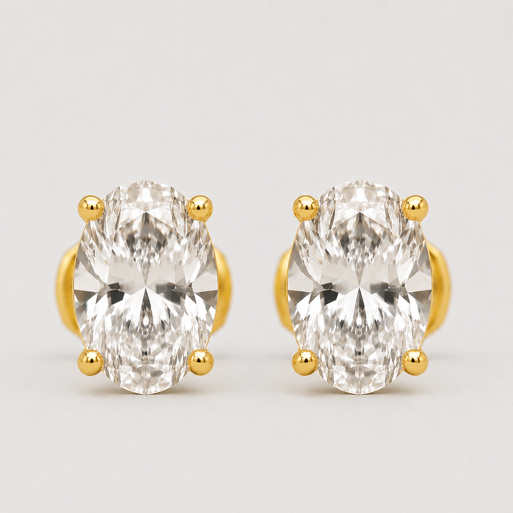 2 Ct. Oval Shape Lab Grown Diamond Stud Earrings (VS-EF)