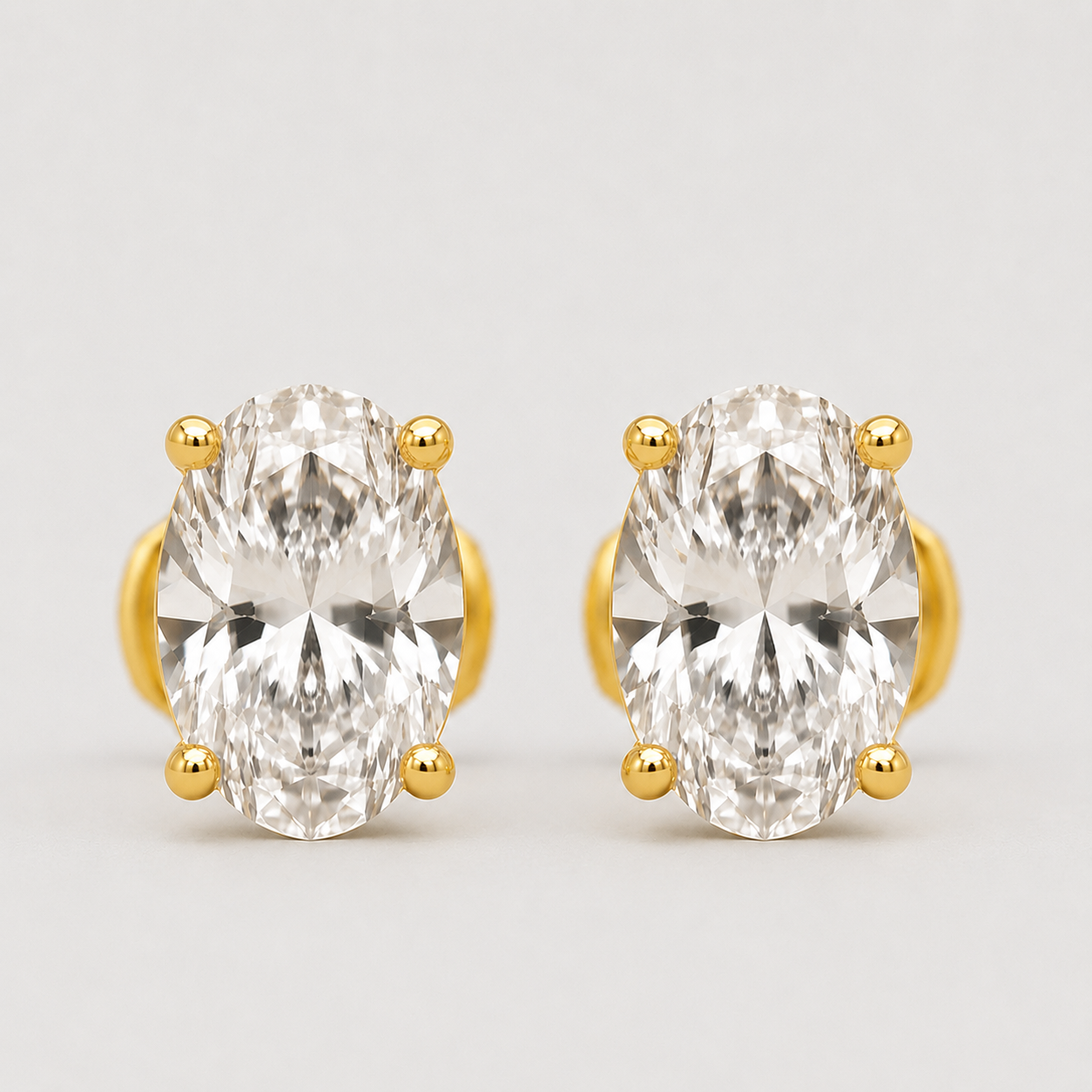 2 Ct. Oval Shape Lab Grown Diamond Stud Earrings (VS-EF)