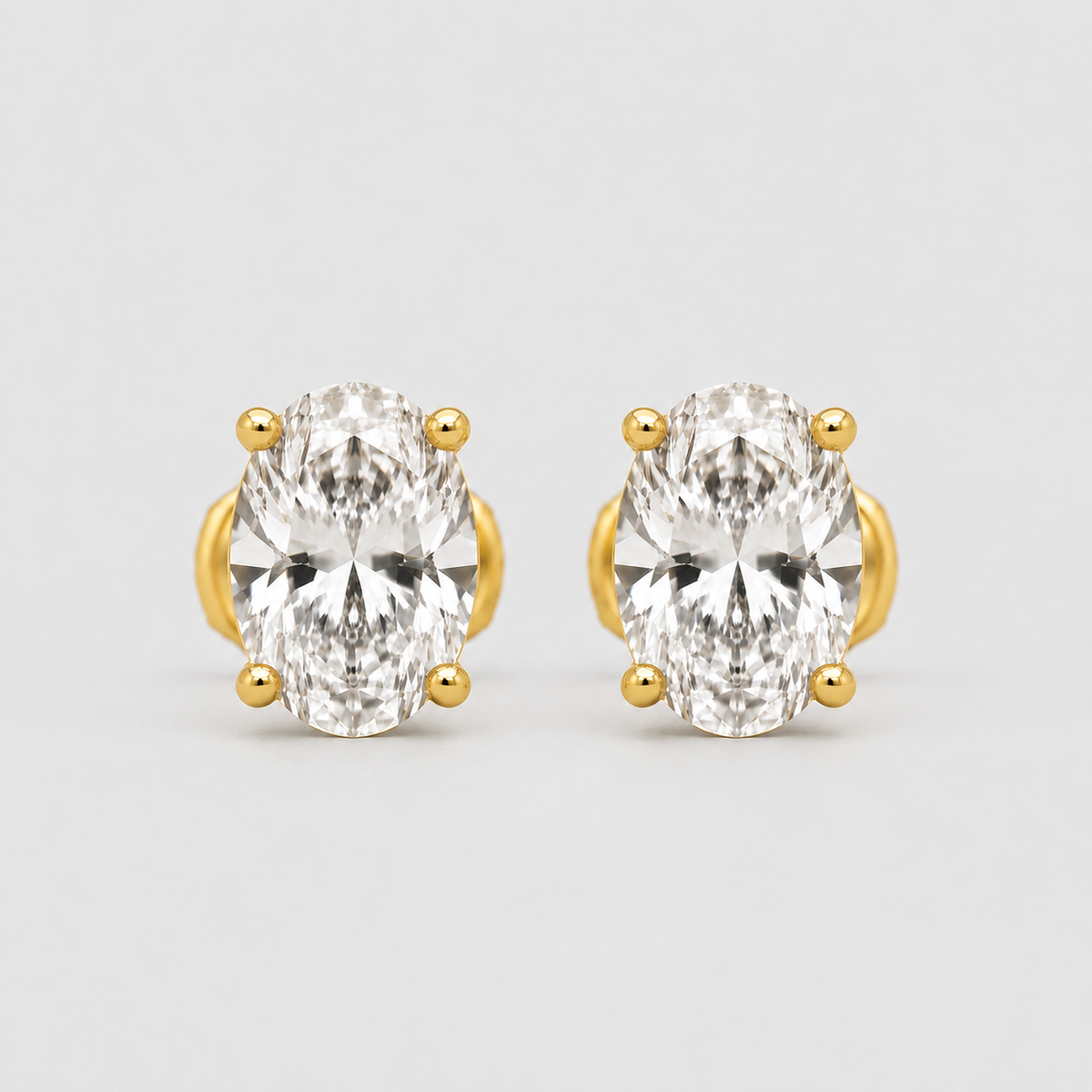 2 Ct. Oval Shape Lab Grown Diamond Stud Earrings (VS-EF)